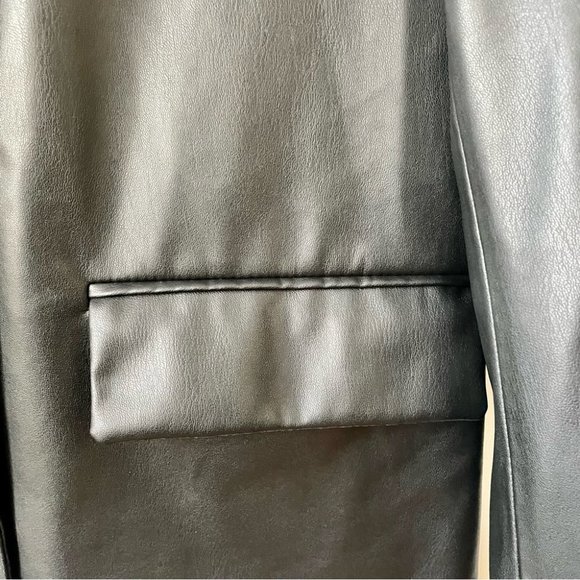 Zara  Black Faux Leather Oversized Double Breasted Blazer, Sz L - Picture 9 of 16